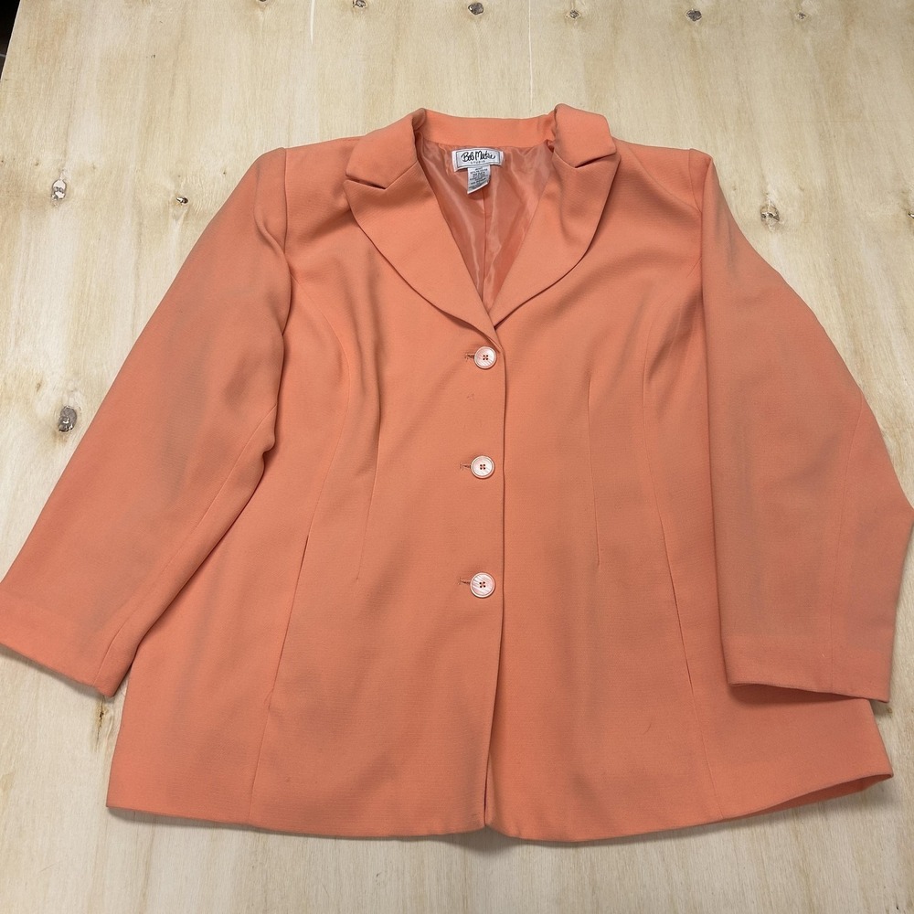 Vintage Bob Mackie Studio Blazer Womens 20WP Orange Crepe 3/4 Sleeve Lined